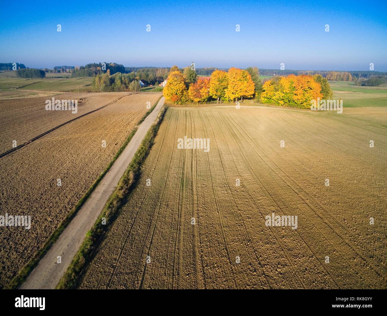 Aerial view autumn village in hi-res stock photography and images - Alamy