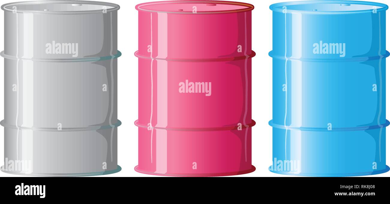 three steel color barrels vector illustration Stock Vector Image & Art