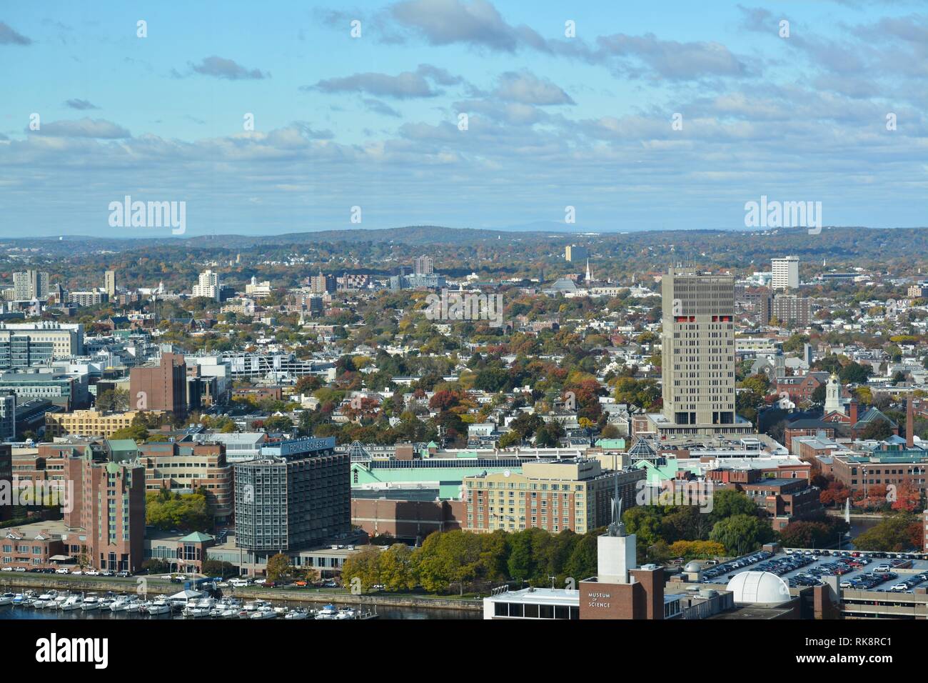 The Boston skyline as seen from a private residential observation deck ...