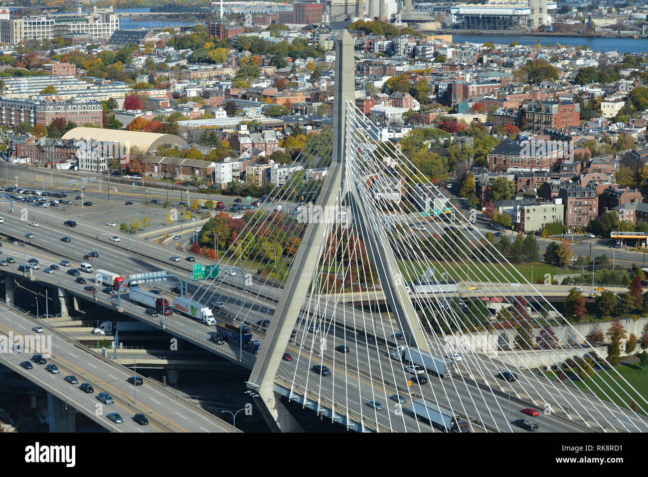 The iconic Leonard P. Zakim Biunker Hill Memorial bridge suspension ...