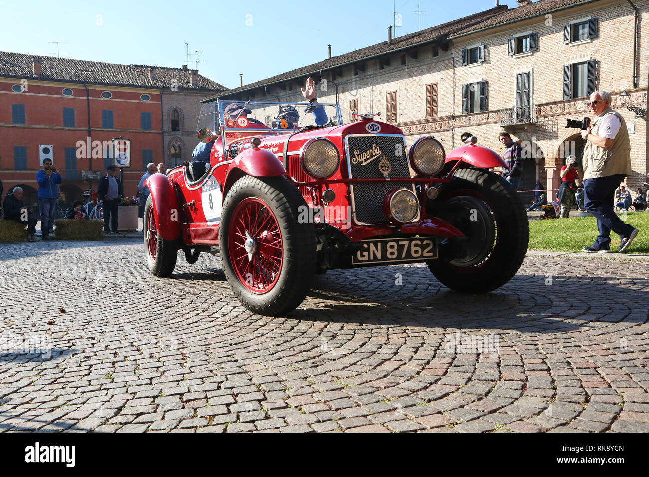 Busseto, Italy - May 21, 2017: Old OM car during Mille Miglia regularity race Stock Photo