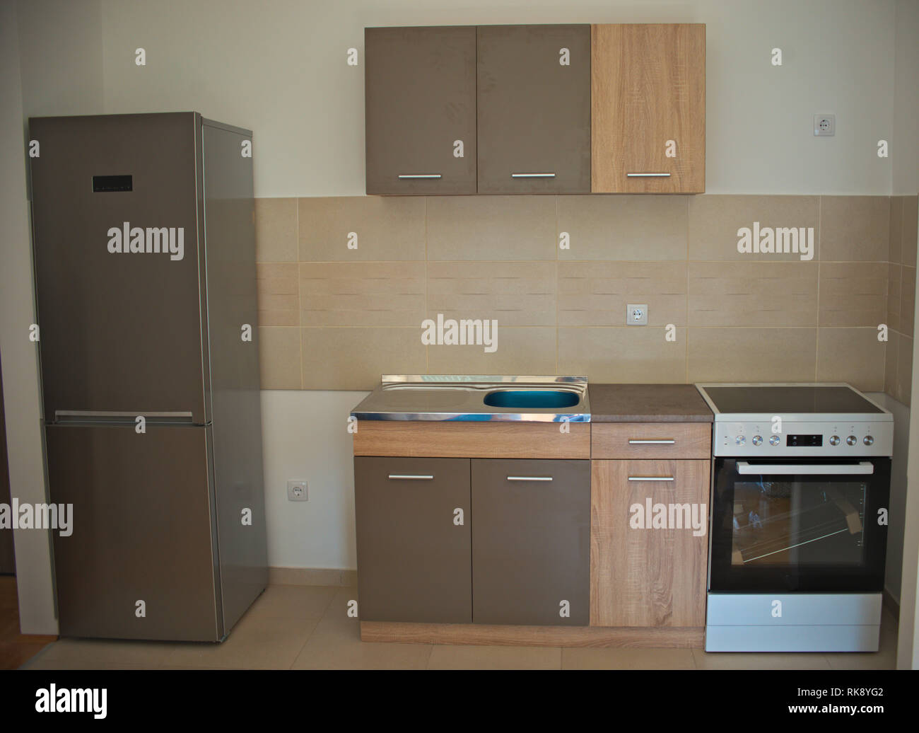 New modern kitchen, front view Stock Photo - Alamy