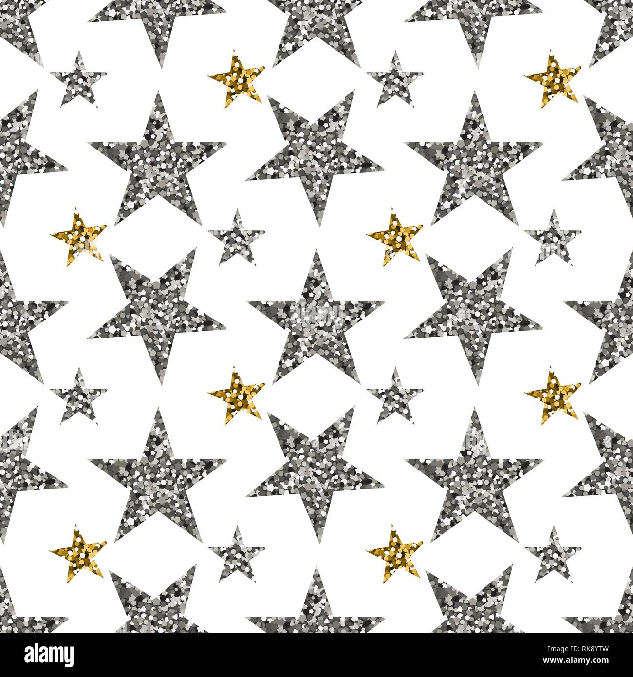 Silver stars on white background. Seamless pattern. Vector illustration ...