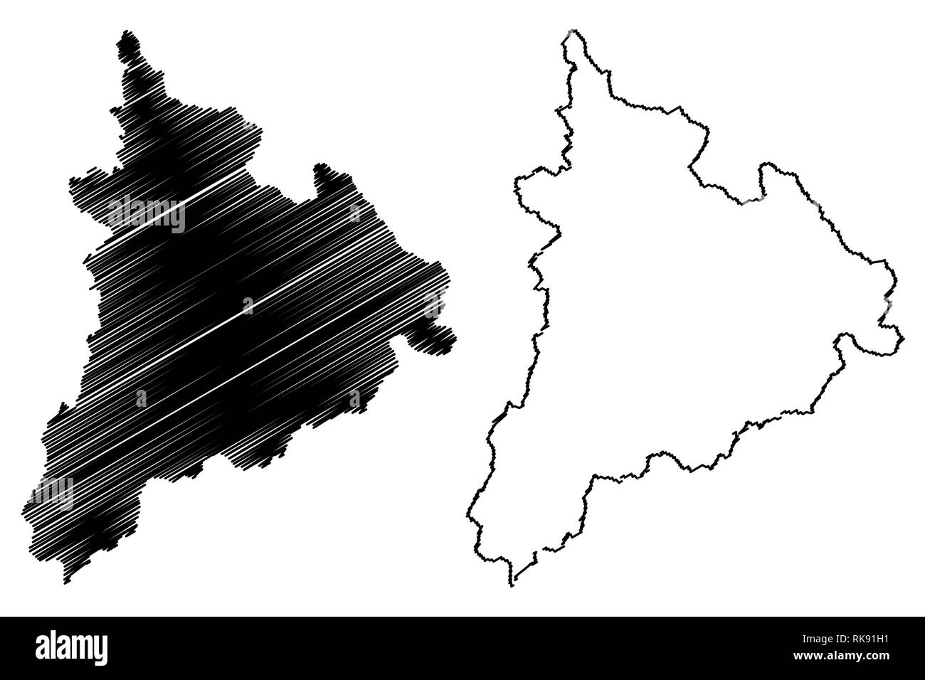Kon Tum Province (Socialist Republic of Vietnam, Subdivisions of Vietnam) map vector illustration, scribble sketch Tinh Kon Tum map Stock Vector