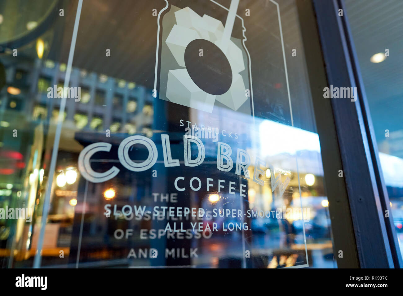CHICAGO, IL CIRCA MARCH, 2016 exterior details of Starbucks Cafe