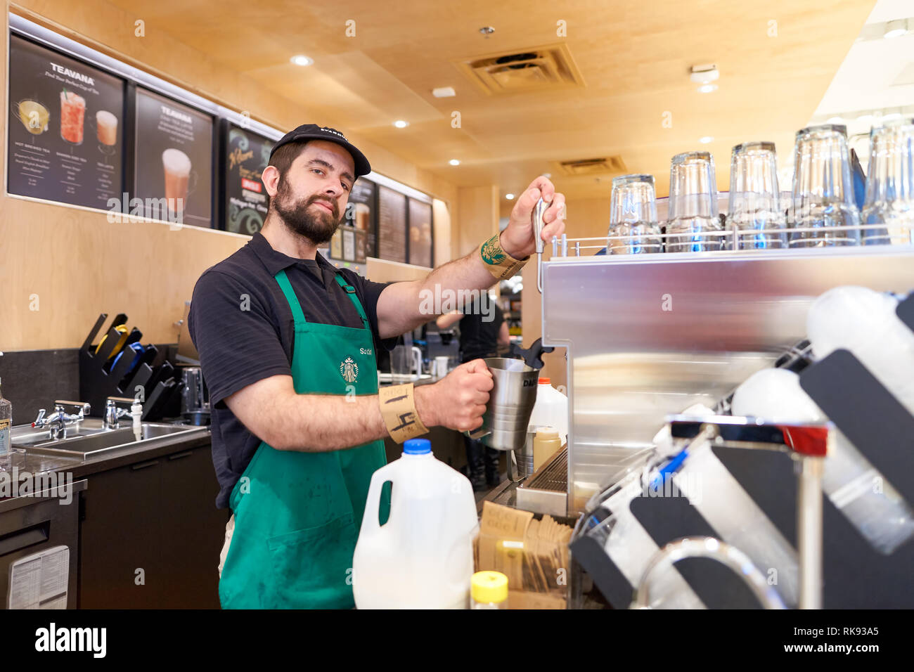 CHICAGO, IL CIRCA MARCH, 2016 inside of Starbucks Cafe. Starbucks