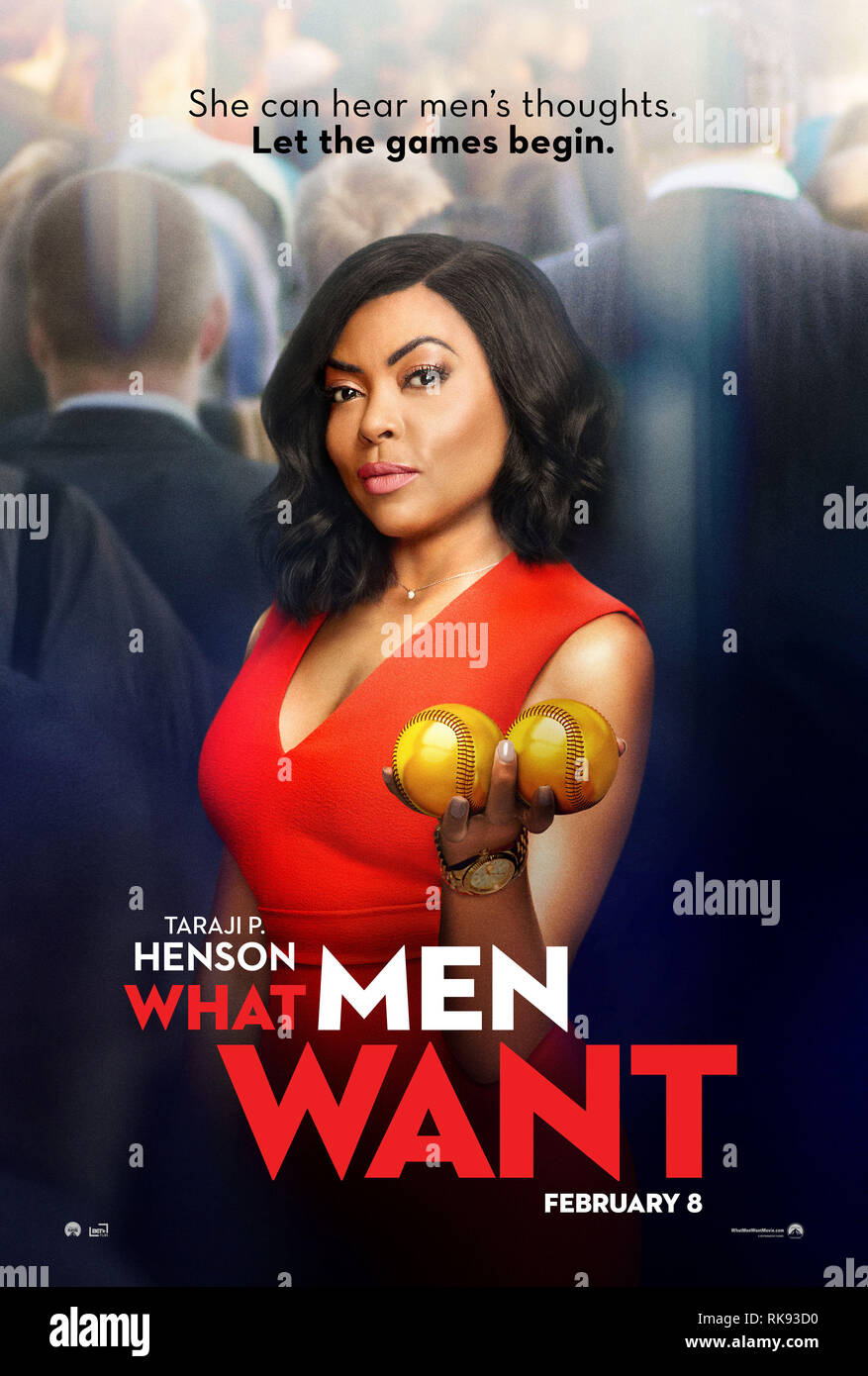 RELEASE DATE: February 8, 2019 TITLE: What Men Want STUDIO: Paramount Pictures DIRECTOR: Adam Shankman PLOT: A woman is boxed out by the male sports agents in her profession, but gains an unexpected edge over them when she develops the ability to hear men's thoughts. STARRING: TARAJI P. HENSON as Ali Davis poster art. (Credit Image: © Paramount Pictures/Entertainment Pictures) Stock Photo