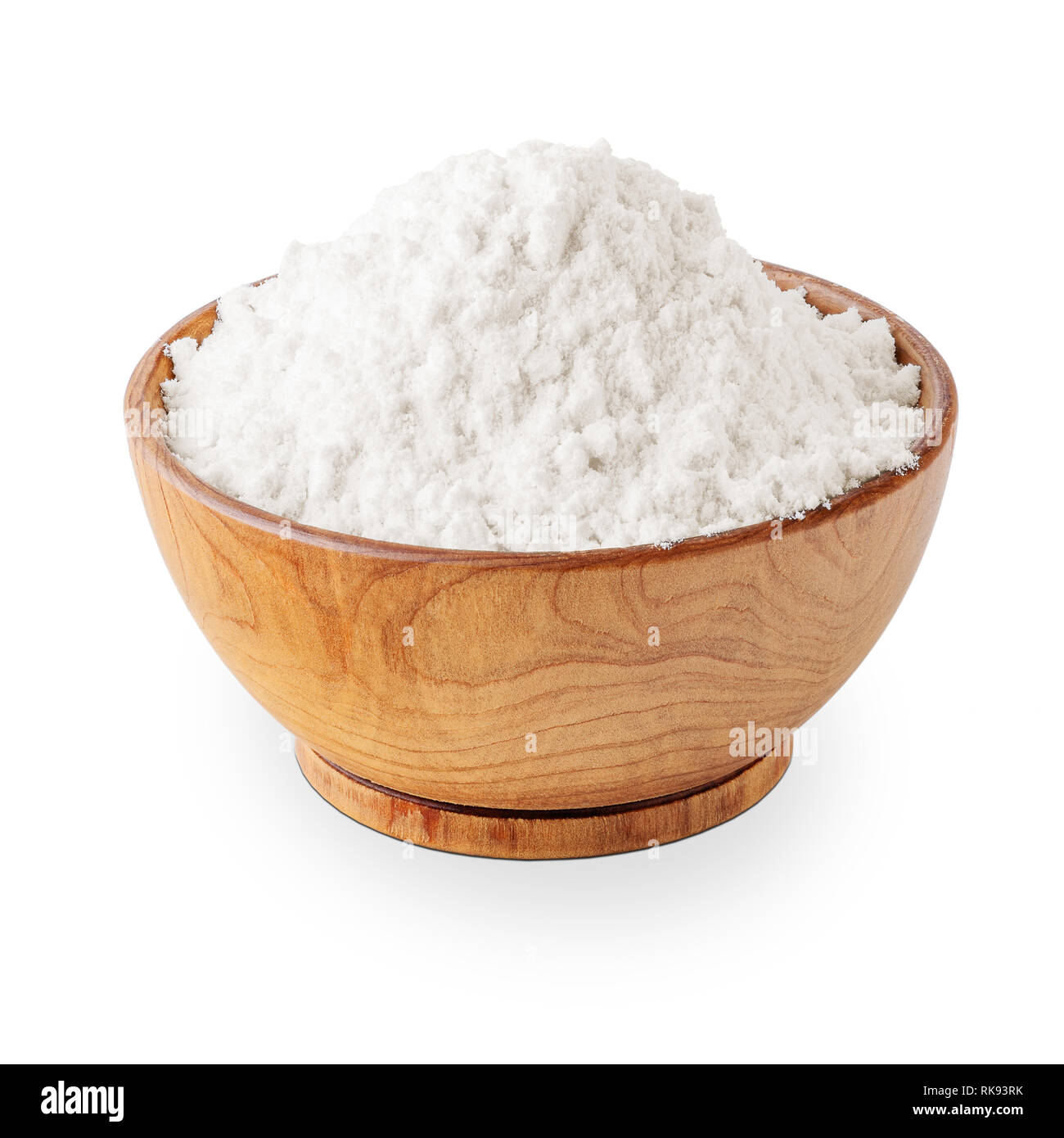 Bowl of wheat flour isolated on white background Stock Photo