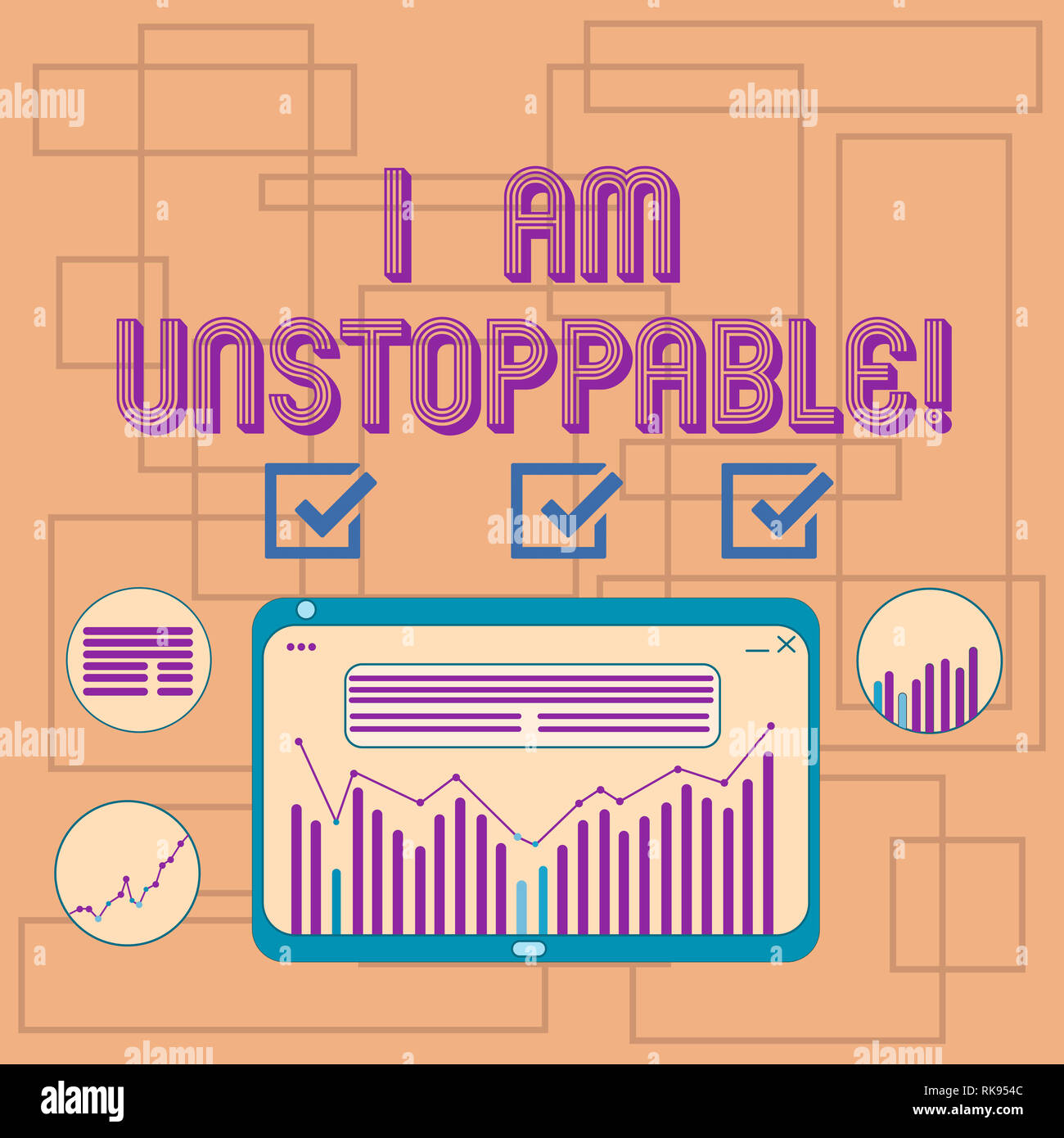 Text sign showing I Am Unstoppable. Conceptual photo incapable of being  stopped or destroyed encouraging speech Digital Combination of Column Line  Dat Stock Photo - Alamy