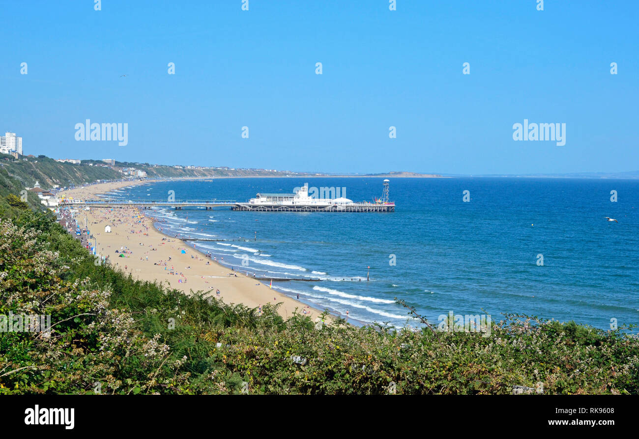 View of Bournemouth Pier from the clifftop, Bournemouth, England, UK Stock Photo