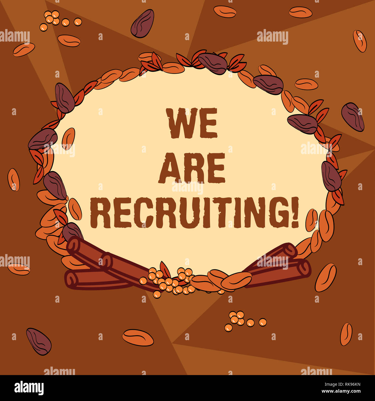 Handwriting Text Writing We Are Recruiting Concept Meaning Get Someone To Join Something Like Community Or Job Wreath Made Of Different Color Seeds L Stock Photo Alamy