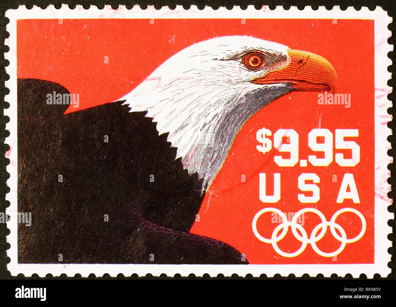 Bald eagle head on american stamp Stock Photo Alamy