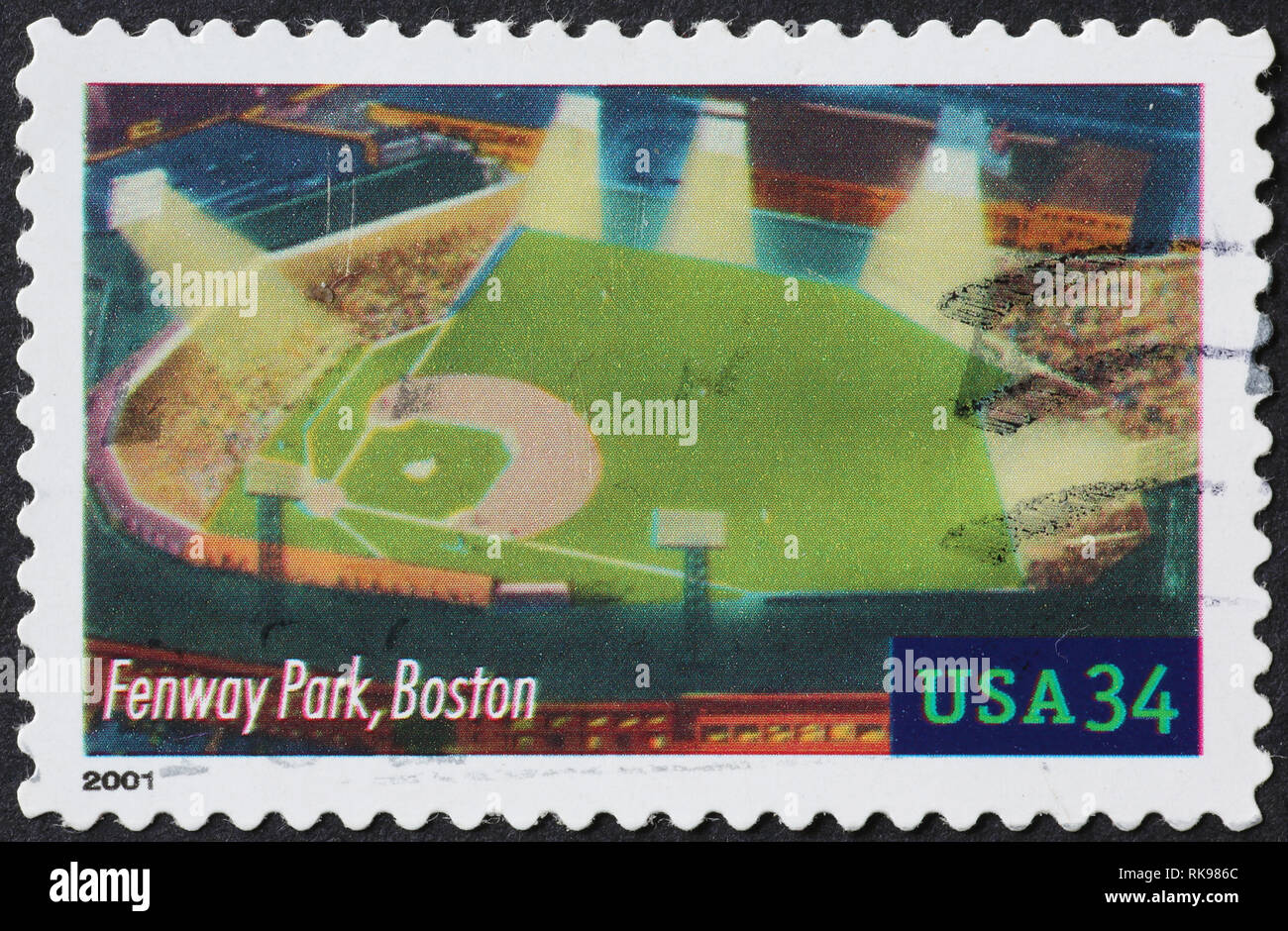 Baseball stadium Fenway Park of Boston on stamp Stock Photo