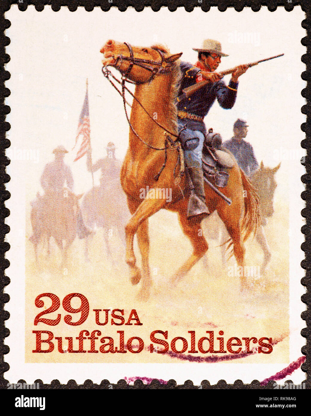Buffalo soldiers on american postage stamp Stock Photo Alamy