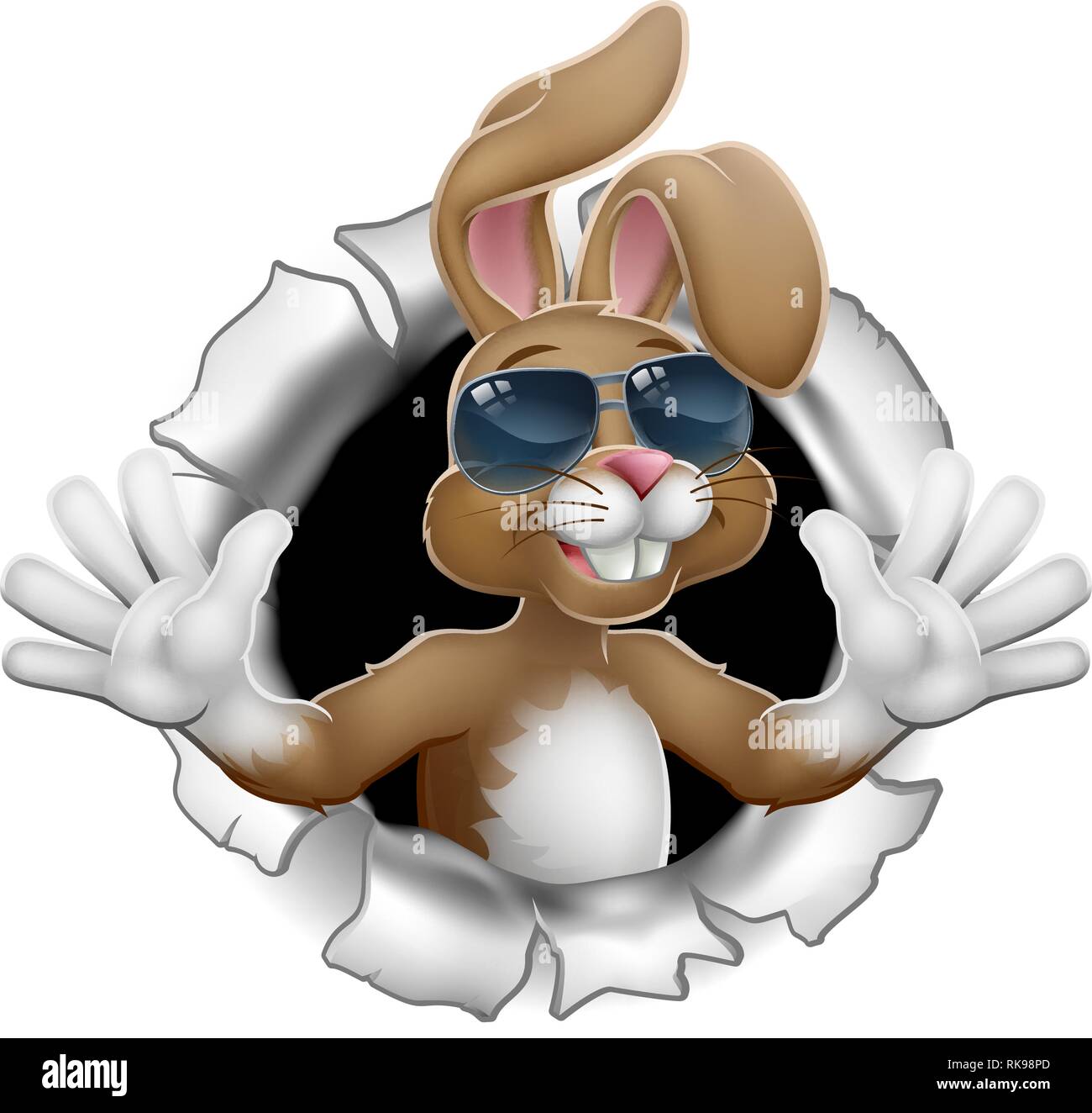 Easter Bunny Rabbit in Shades Breaking Background Stock Vector