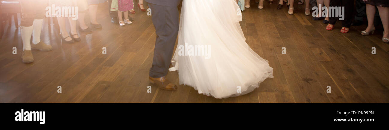 Panorama of a bride and a groom dancing, wedding banner Stock Photo - Alamy