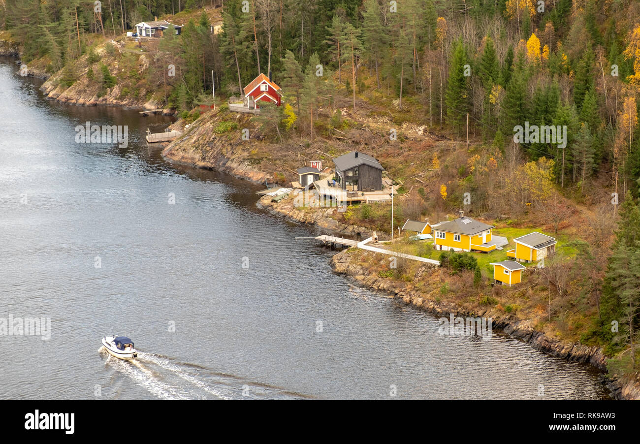 Holiday cabins on the Norwegian / Swedish border Stock Photo