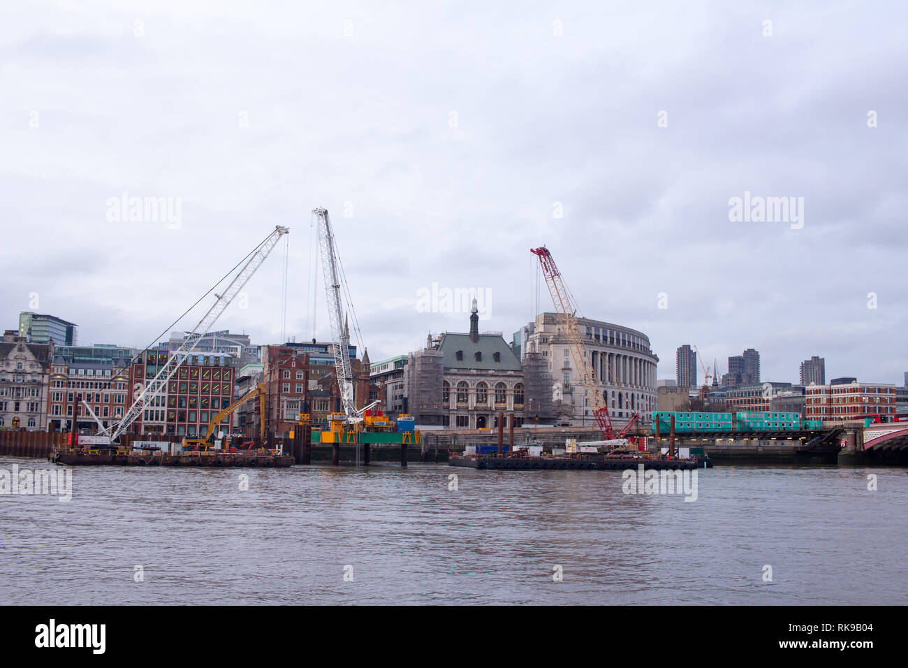 Construction site of Thames Tideway Tunnel in London Stock Photo