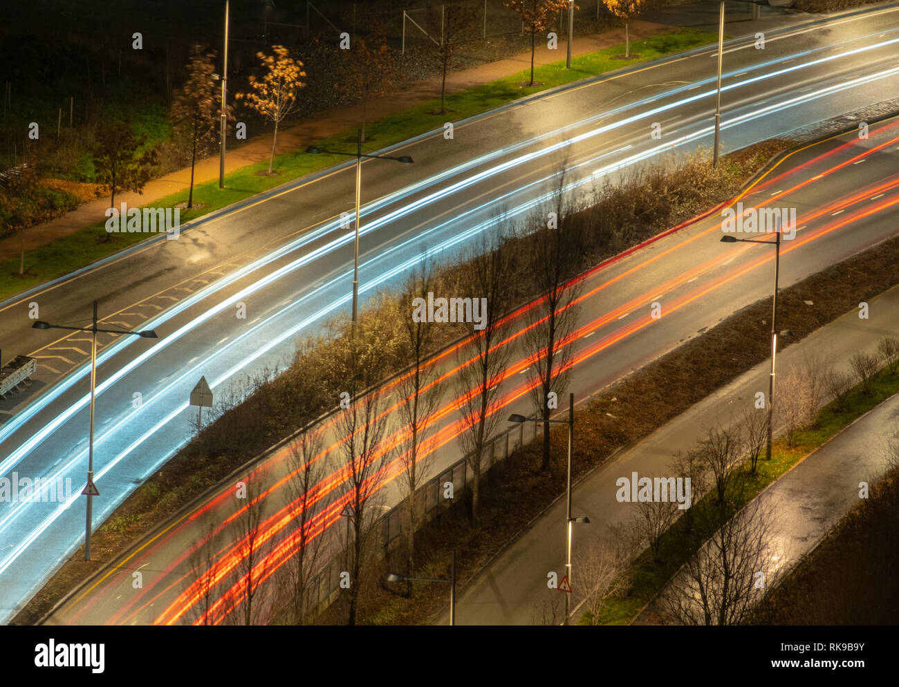 Night traffic in Oslo in November Stock Photo