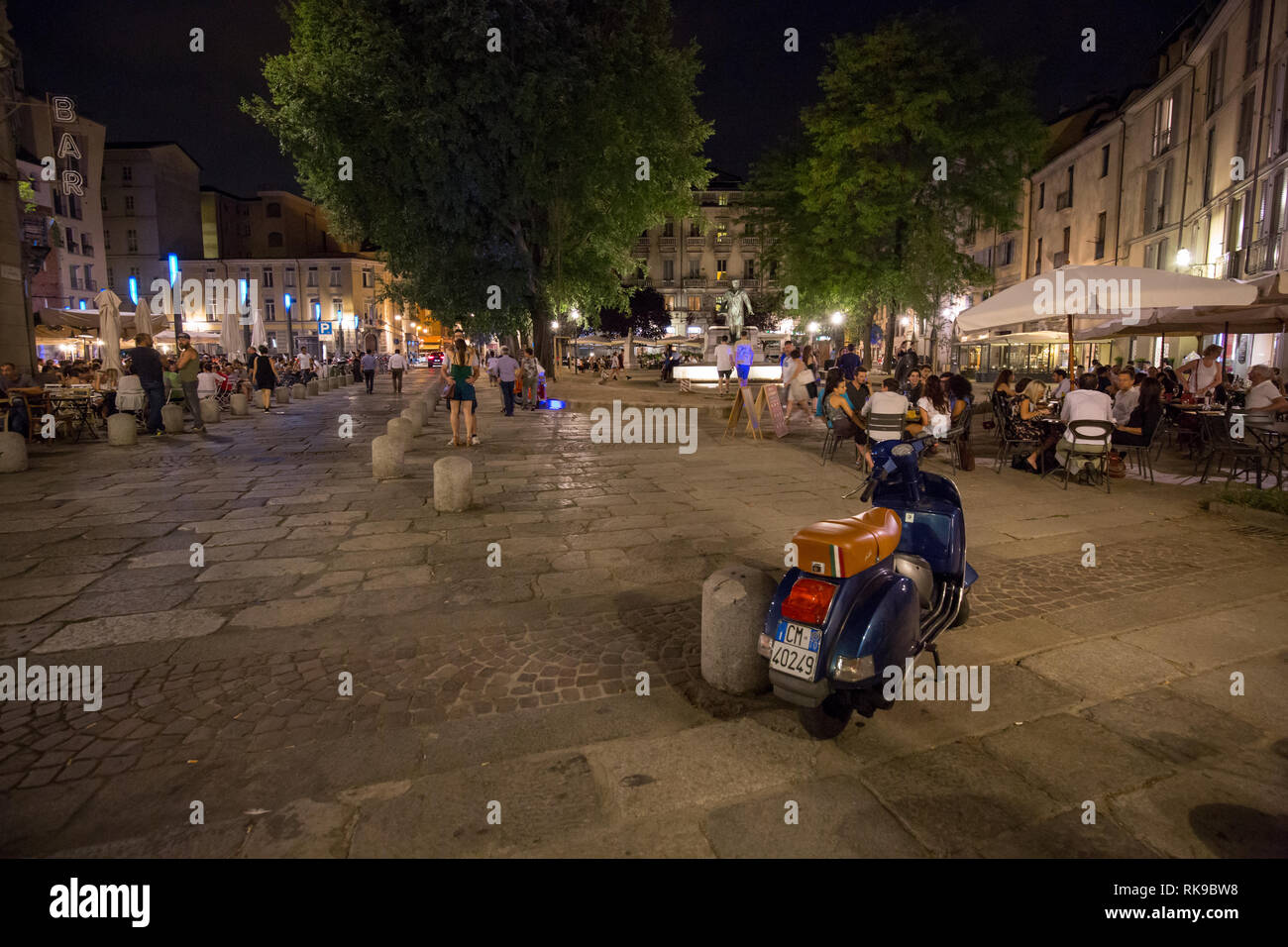 View on square in the city centre of Turin late in the evening Stock Photo