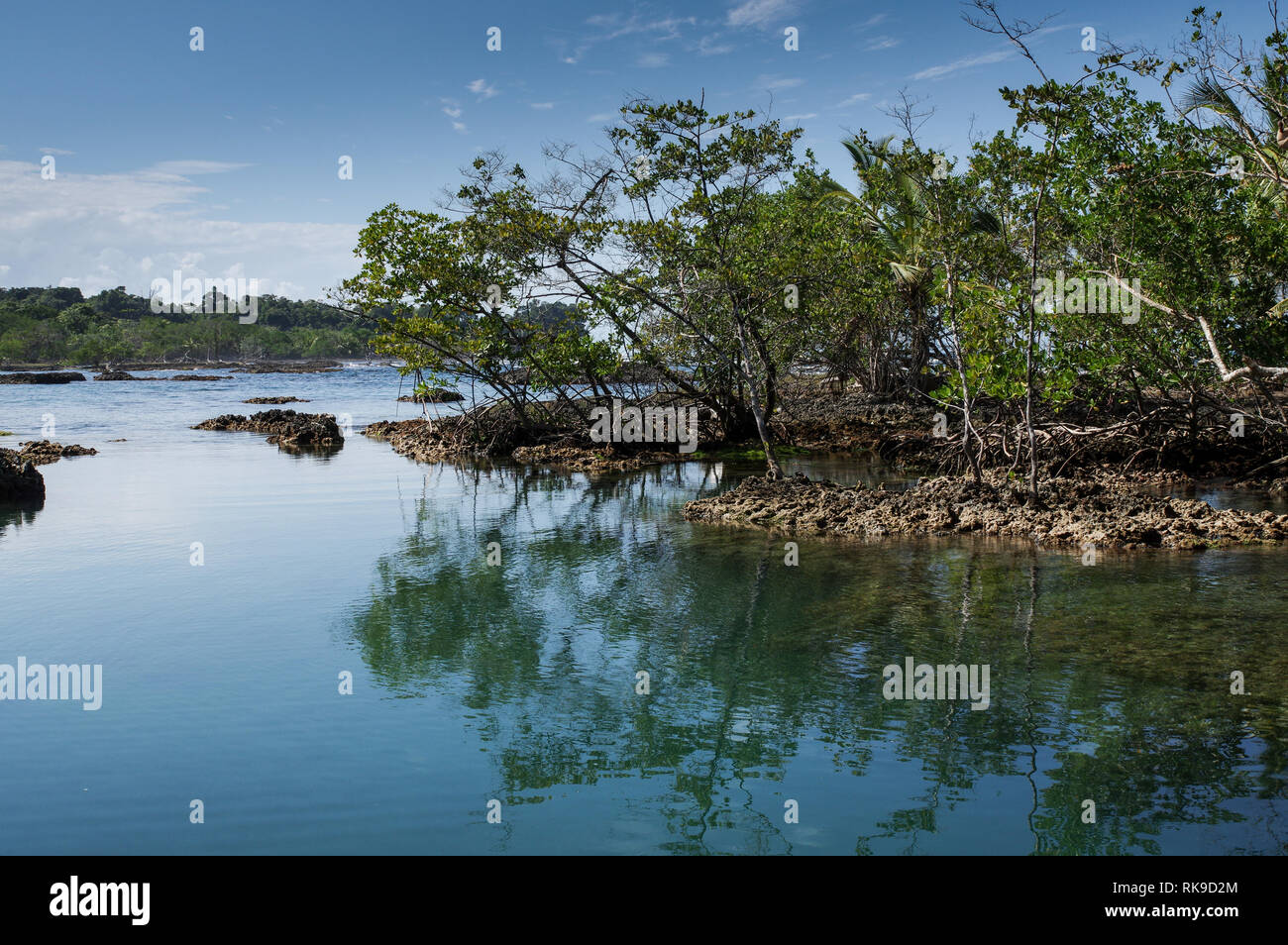 Blue Lagoon on Isla Colon - Bocas Del Toro Archipelago, Panama Stock Photo