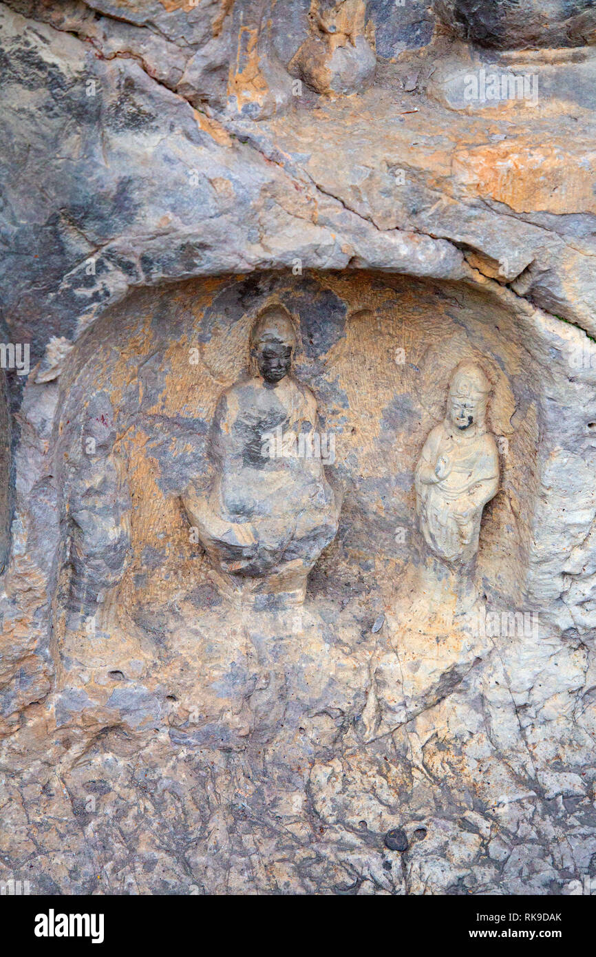 Famous Longmen Grottoes (statues of Buddha and Bodhisattvas carved in