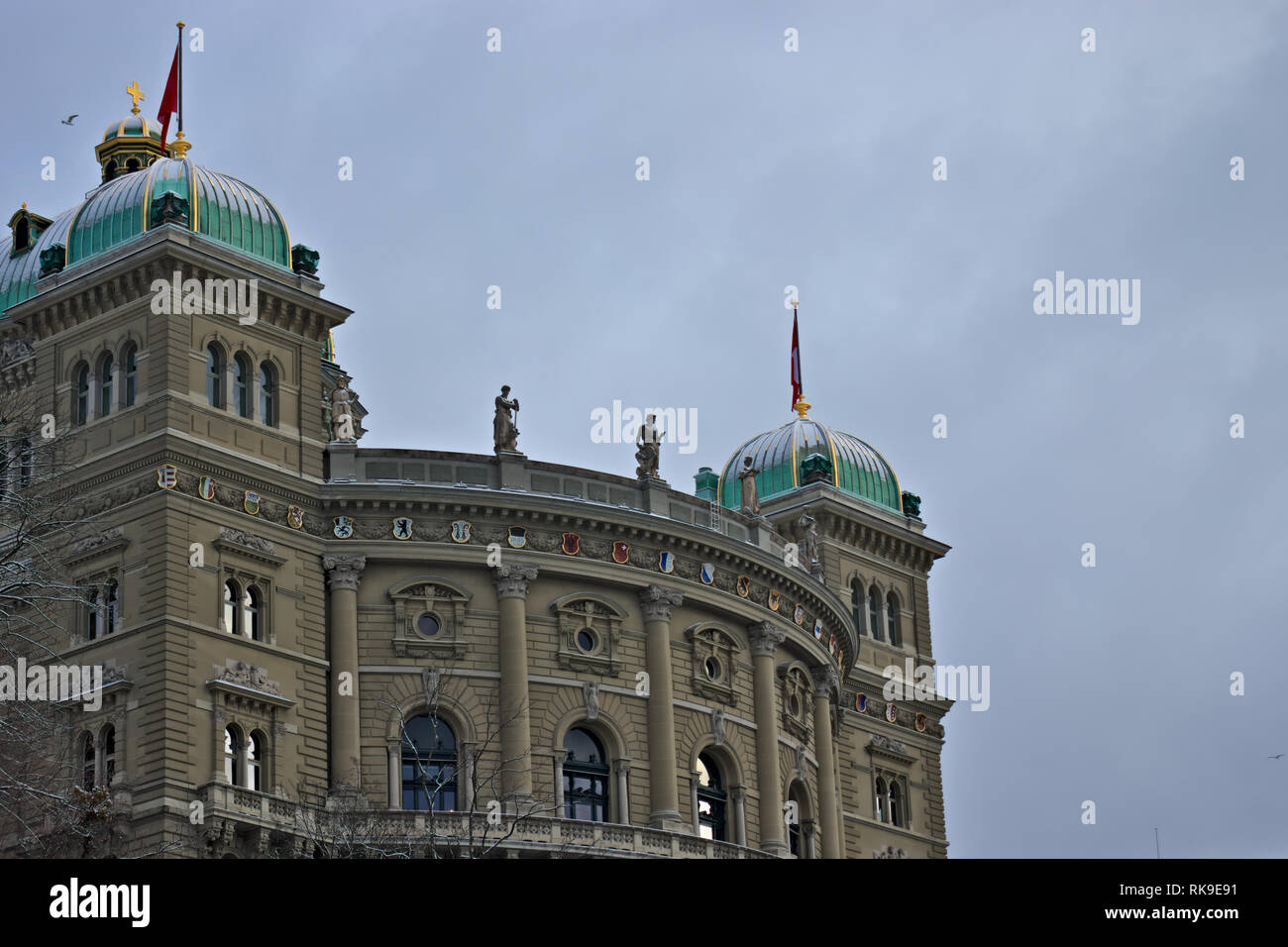 Parliament building (Bundeshaus) in Bern side view. Stock Photo