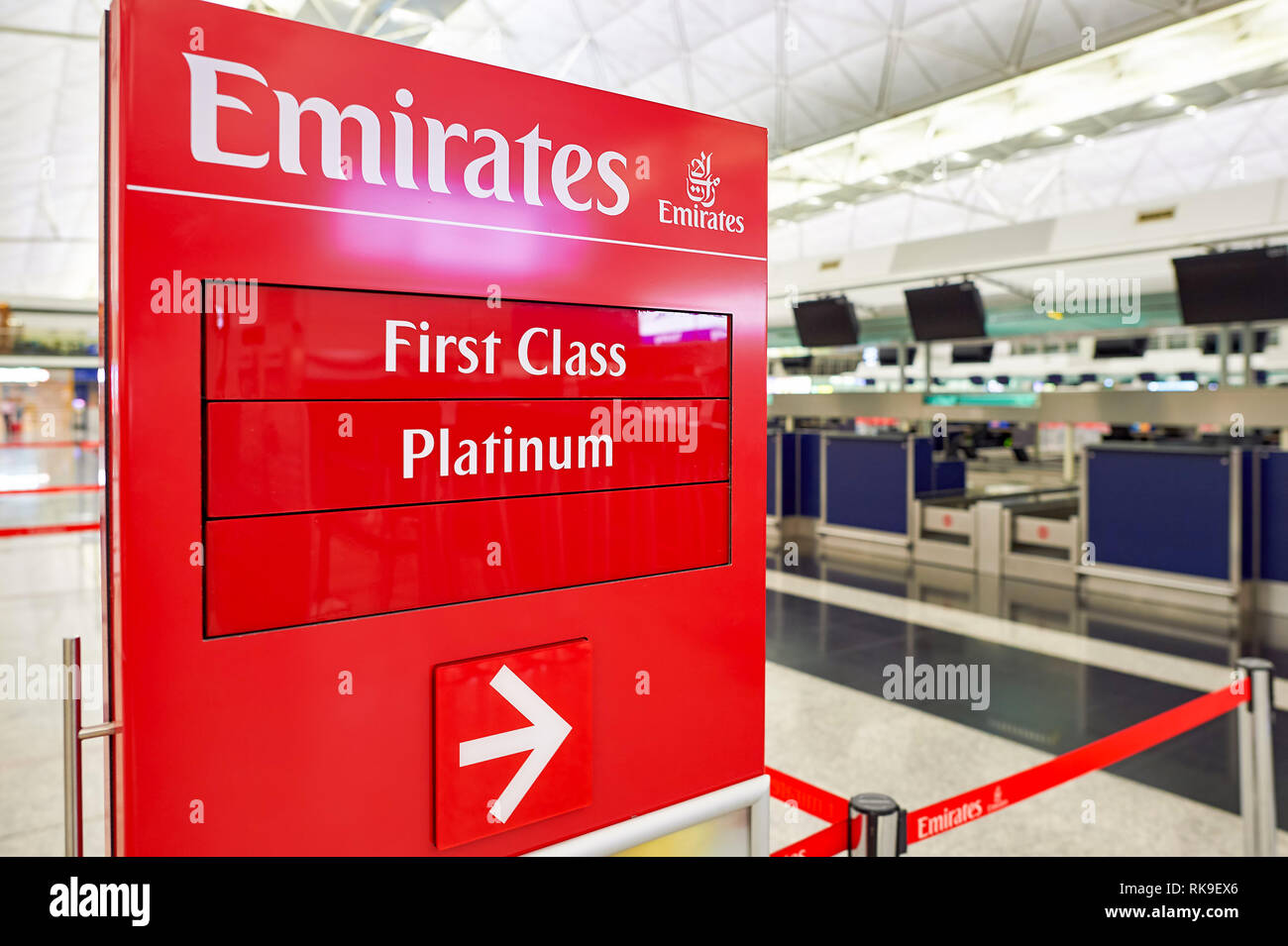HONG KONG SEPTEMBER 09, 2015 design of Emirates check in counters at