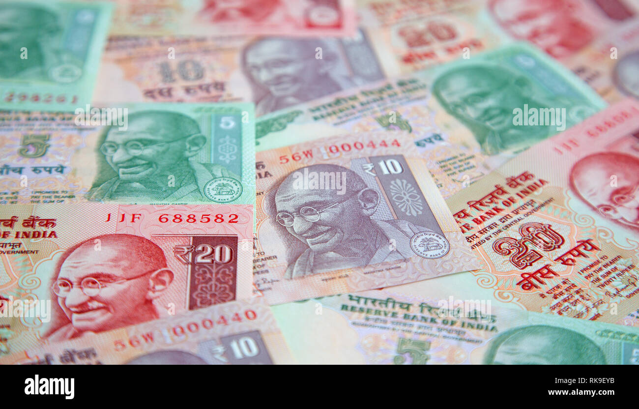Collection of the Indian banknotes Stock Photo - Alamy