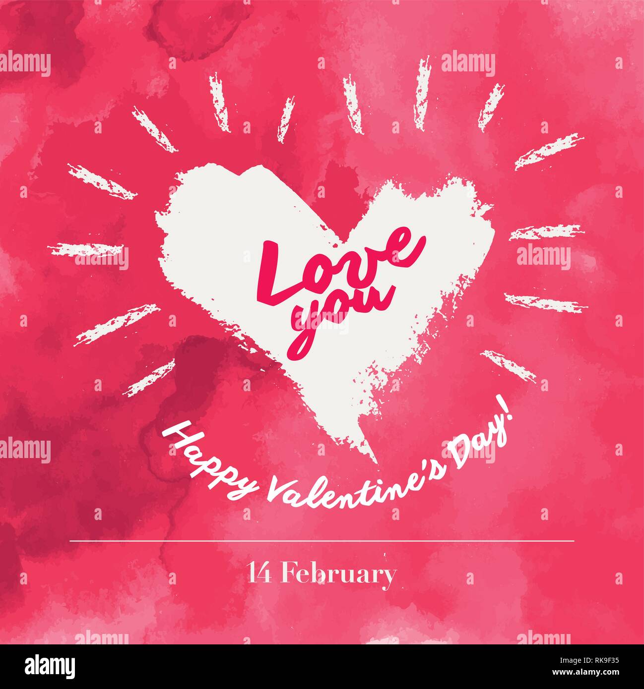 Happy Valentines Day Typographic Lettering on pink Background With ...
