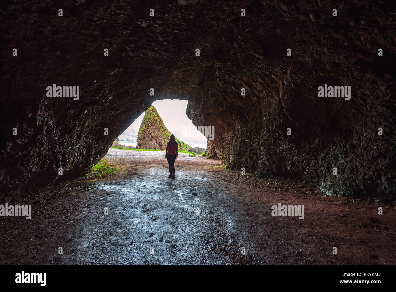 Cushendun Cave in Northern Ireland Stock Photo