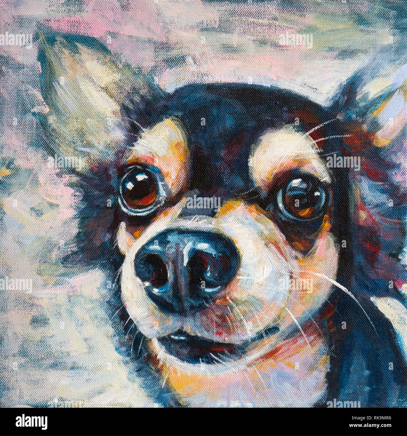Portriat of adorable chihuahua dog painting on canvas, acrylic color Stock  Photo - Alamy