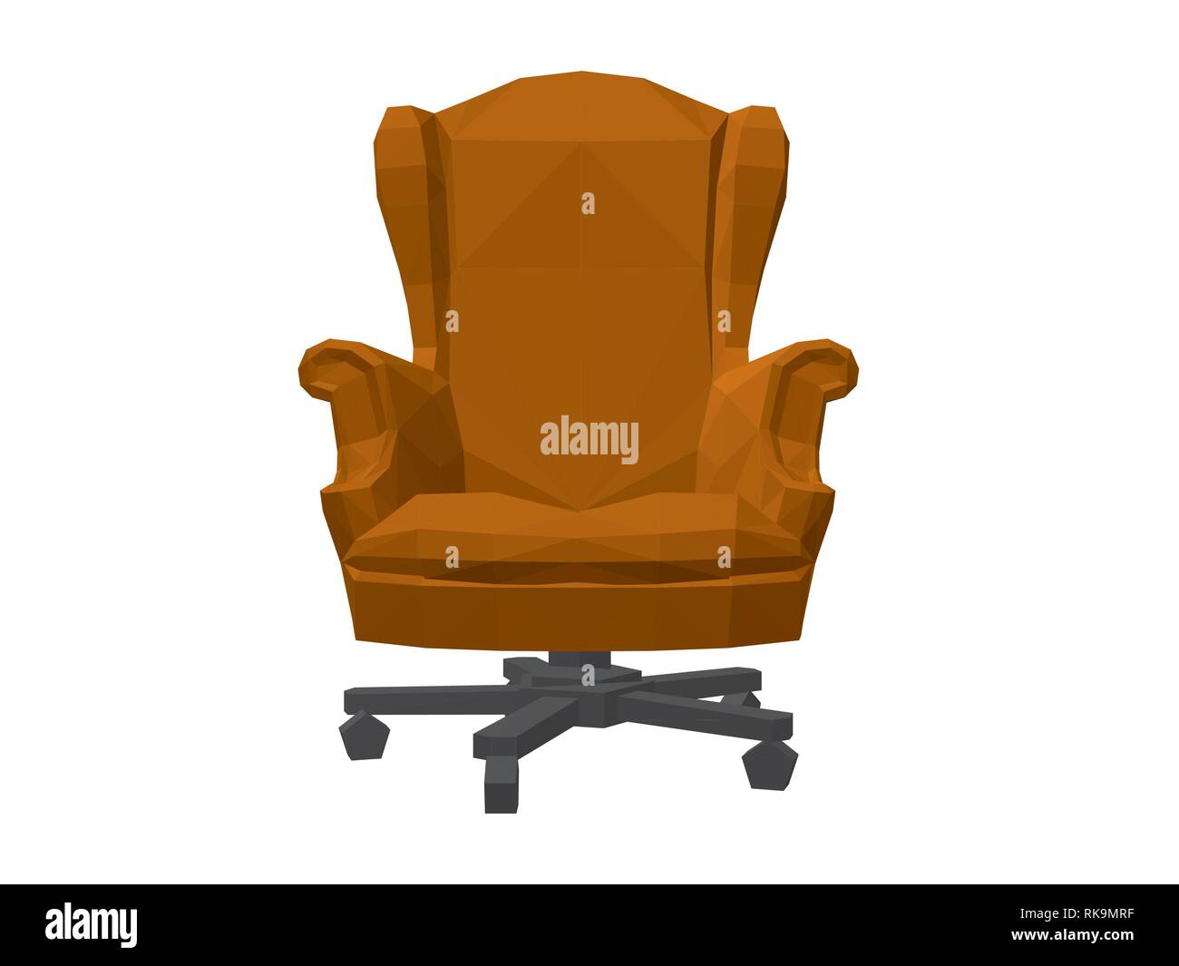 Polygonal chair. Brown comfortable chair. Isolated. Front view. Vector