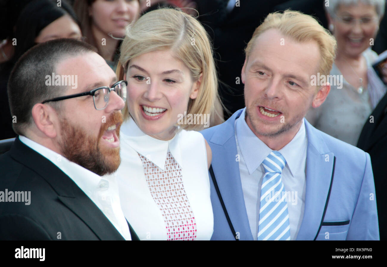 Nick Frost Rosamund Pike And Simon Pegg Arrive For The World Premiere Of The World S End At The Empire Leicester Square London Stock Photo Alamy