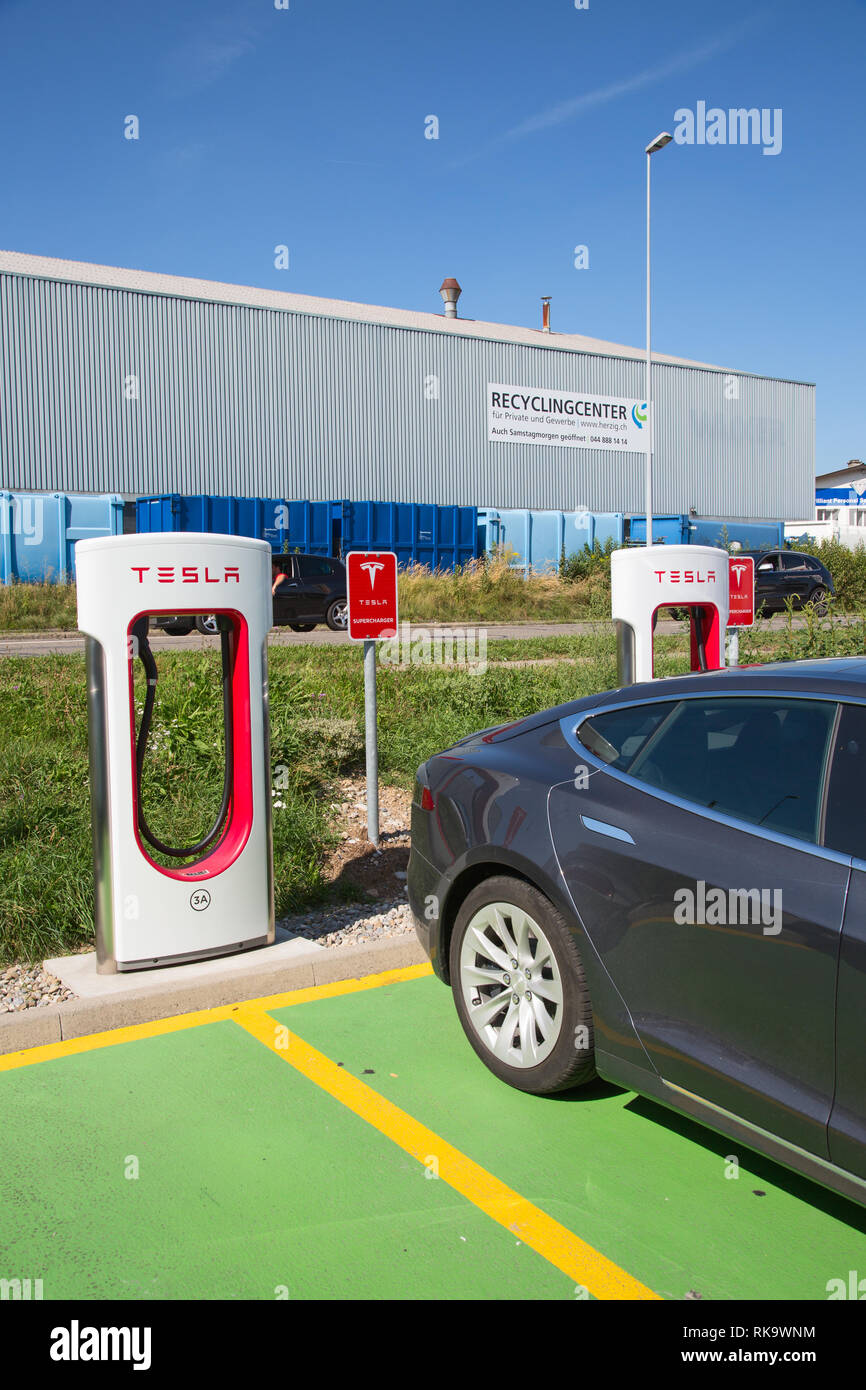 ZURICH September 8 Tesla Supercharger station on September 8, 2018