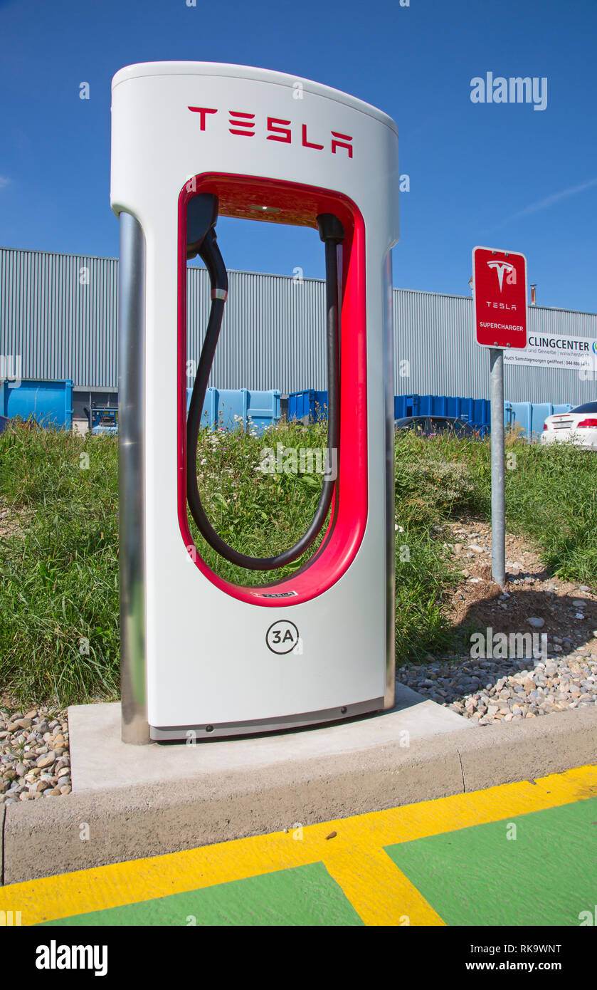ZURICH September 8 Tesla Supercharger station on September 8, 2018