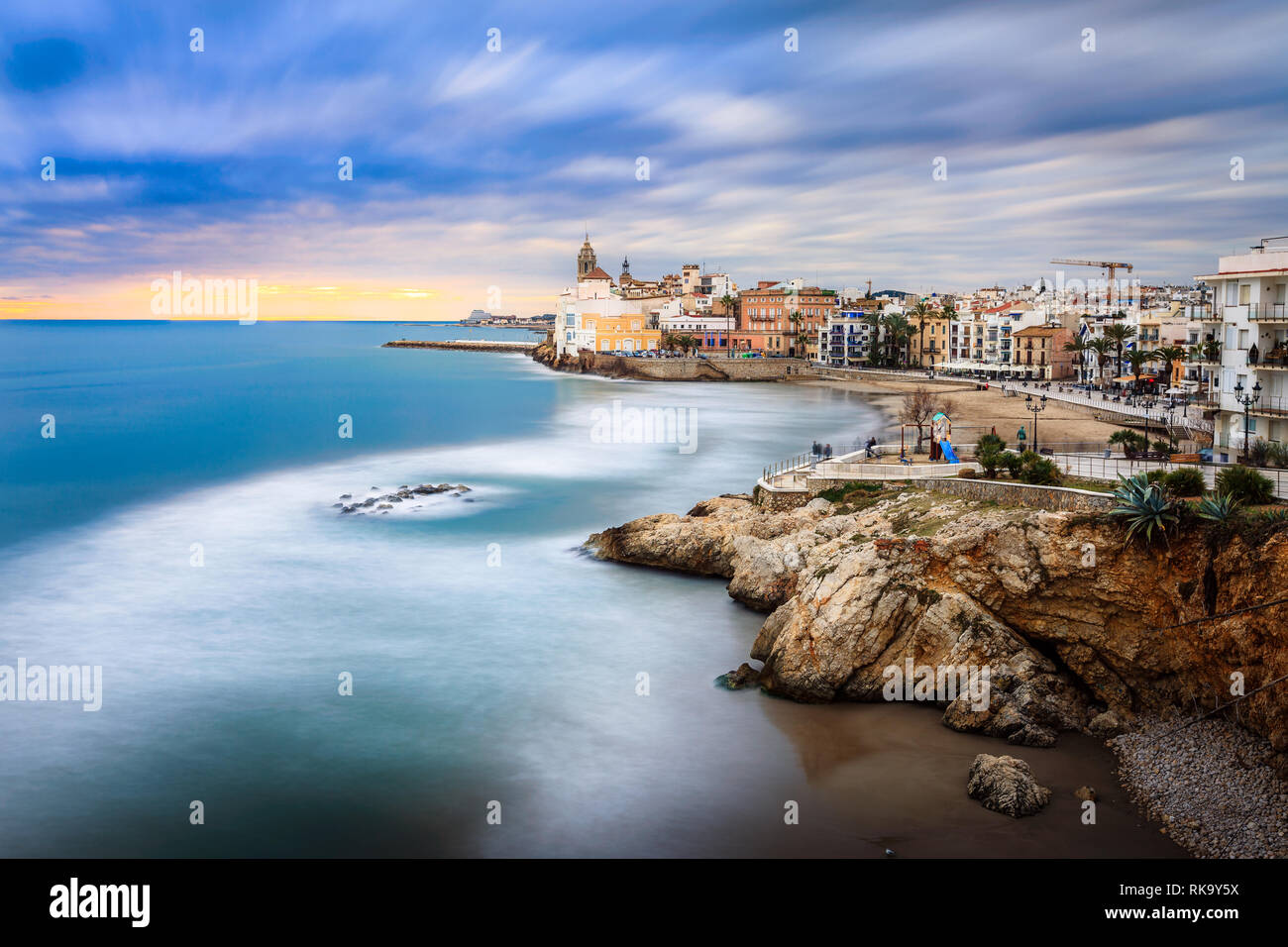Sitges is known for its beaches, nightspots, and historical sites. The