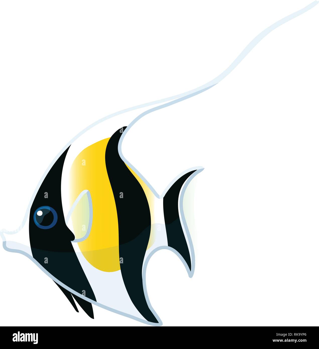 vector cartoon animal clipart: moorish idol fish Stock Vector