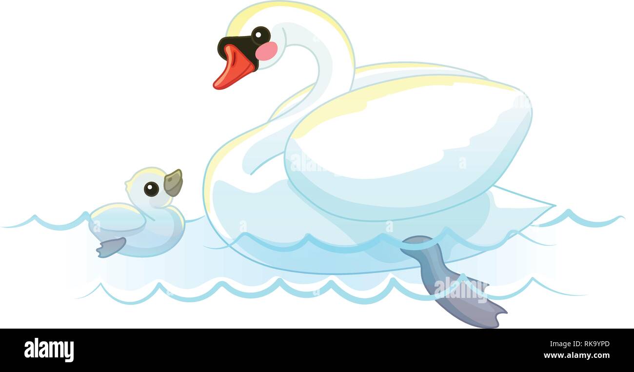 vector cartoon animal clipart white mute swan Stock Vector Image & Art