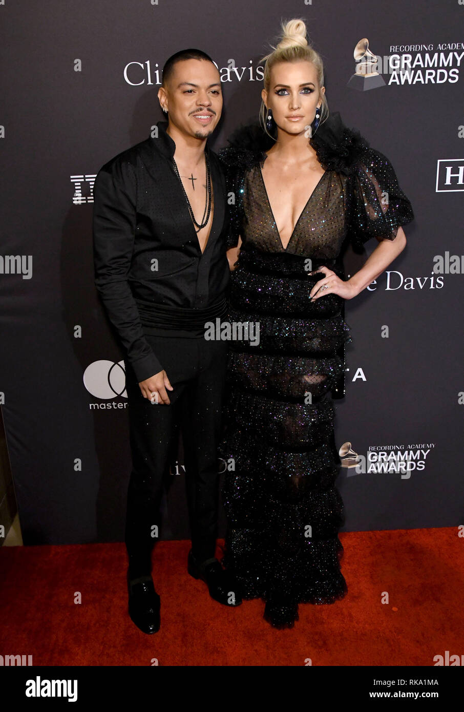 California, USA. . 9th Feb, 2019. 09 February 2019 - Beverly Hills, California - Evan Ross, Ashlee Simpson. The Recording Academy And Clive Davis' 2019 Pre-GRAMMY Gala held at the Beverly Hilton Hotel. Photo Credit: Birdie Thompson/AdMedia Credit: Birdie Thompson/AdMedia/ZUMA Wire/Alamy Live News Stock Photo