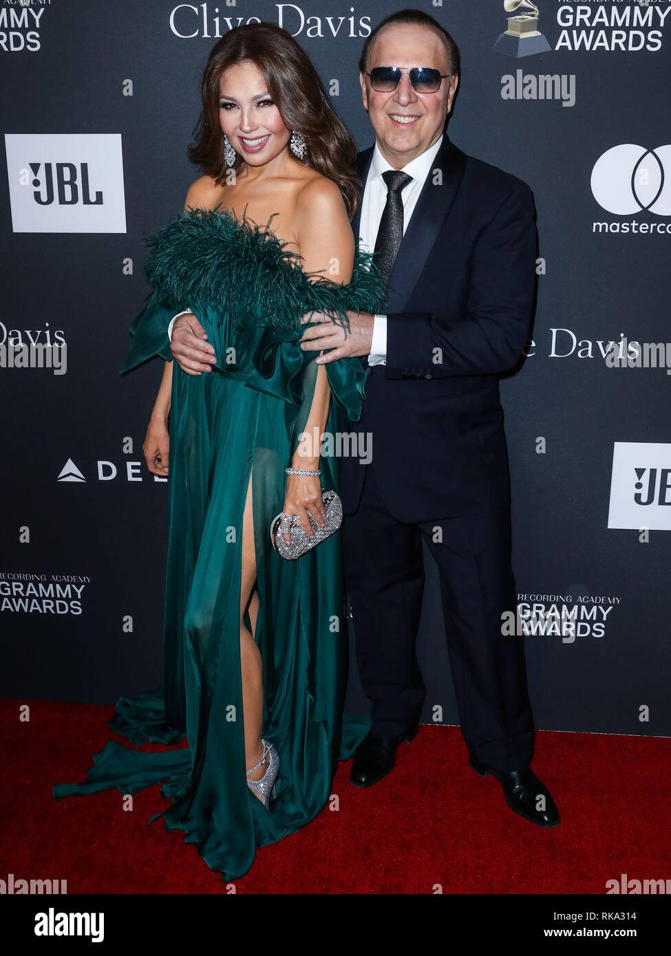 California, USA. 9th Feb 2019.  Singer Thalia and husband Tommy Mottola arrive at The Recording Academy And Clive Davis' 2019 Pre-GRAMMY Gala held at The Beverly Hilton Hotel on February 9, 2019 in Beverly Hills, Los Angeles, California, United States. (Photo by Xavier Collin/Image Press Agency) Credit: Image Press Agency/Alamy Live News Stock Photo