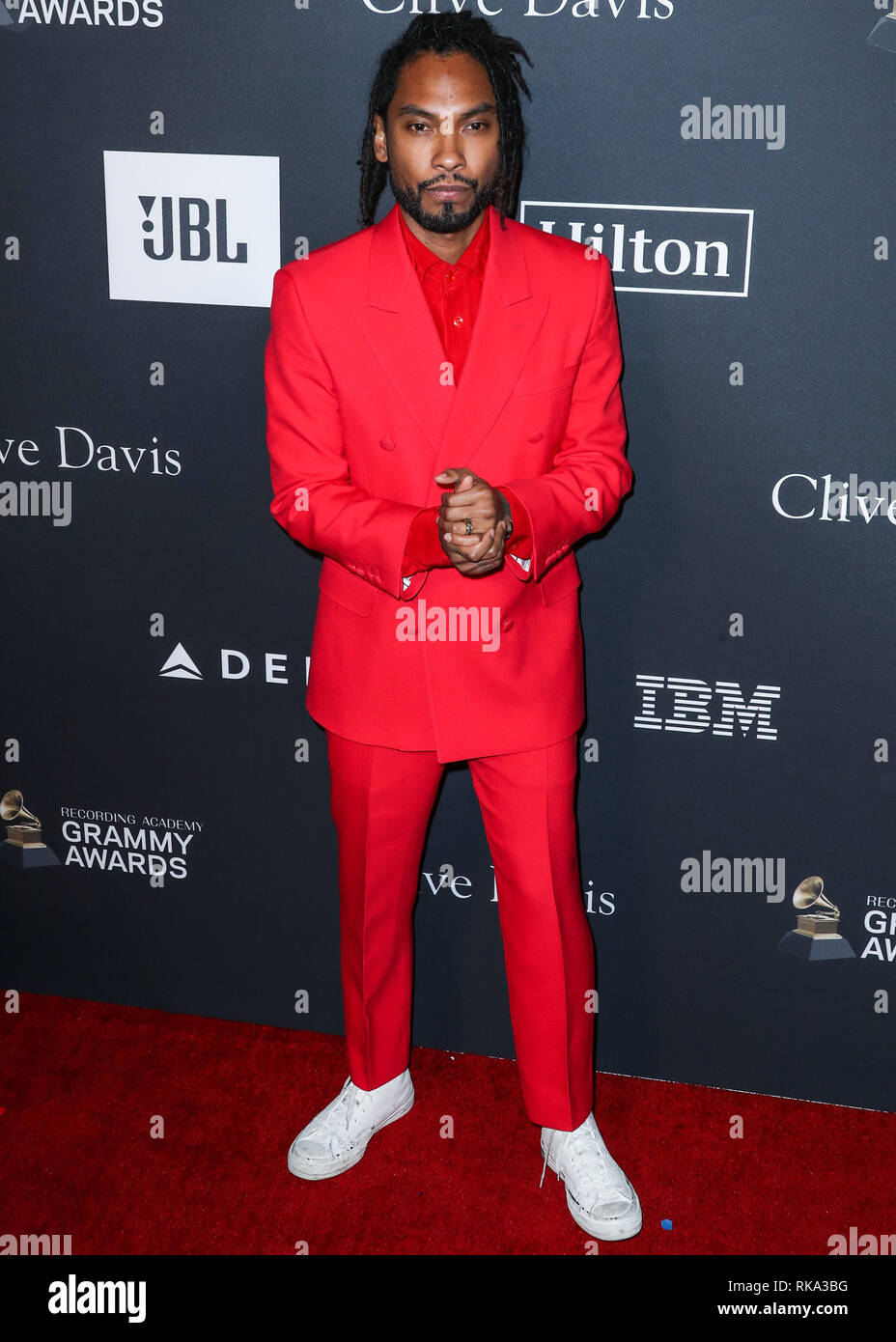 California, USA. 9th Feb 2019.  Singer Miguel arrives at The Recording Academy And Clive Davis' 2019 Pre-GRAMMY Gala held at The Beverly Hilton Hotel on February 9, 2019 in Beverly Hills, Los Angeles, California, United States. (Photo by Xavier Collin/Image Press Agency) Credit: Image Press Agency/Alamy Live News Stock Photo