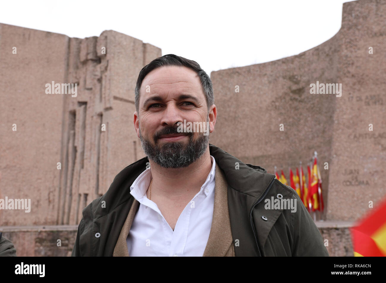 Madrid, Spain. 10th Feb 2019. Santiago Abascal, president of the party VOX seen atteding the manifestation of this Sunday called by PP and Ciudadanos has been held in the Plaza de Colón in Madrid, where more than 20,000 people have attended. Credit: Jesús Hellin/Alamy Live News Stock Photo