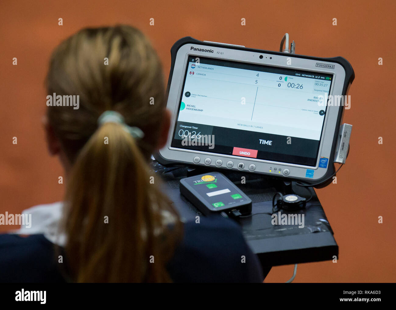 9 february 2019 Den Bosch, Netherlands Tennis, FED Cup Netherlands v Canada  score kaart umpire Credit: Orange Pictures vof/Alamy Live News Stock Photo  - Alamy