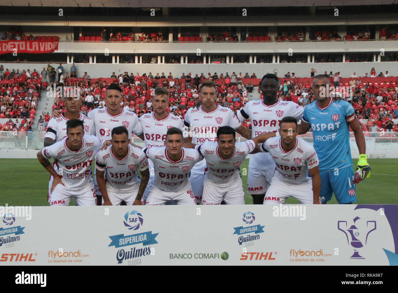 BUENOS AIRES, 09.02.2019: Team of Union before the match of Superliga Argentina between INDEPENDIENTE and UNION on Libertadores de America Stadium on Buenos Aires, Argentina. (Photo: Néstor J. Beremblum / Alamy News) Stock Photo