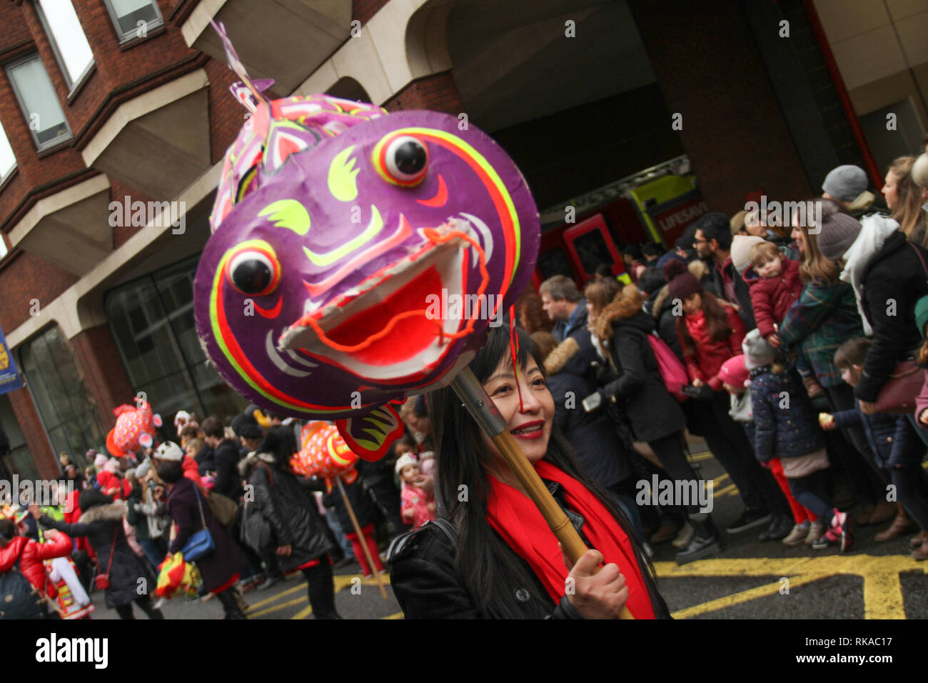 London, UK. 10th February 2019.  Hundreds of Londoners attend the Chinese New Year Celebration in Chinatown, central London to urse in the Year of the Pig. The event was organised by the London Chinatown Chinese Association (LCCA). Photo by David Mbiyu/ Alamy Live News Credit: david mbiyu/Alamy Live News Stock Photo