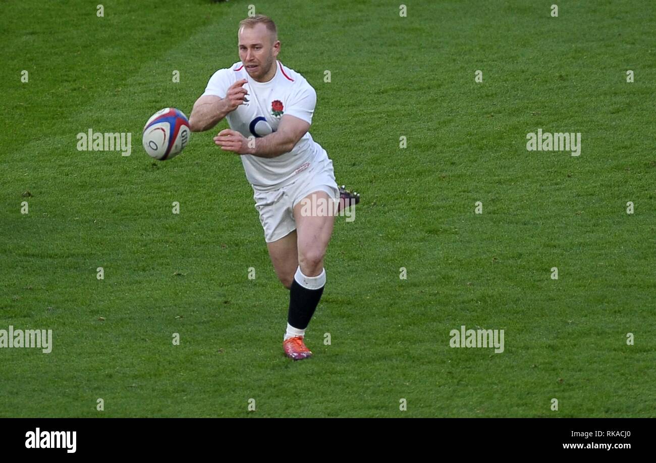 London, UK. 10th Feb 2019. Dan Robson (England). England V France. Guinness six nations rugby. Twickenham stadium. London. UK. 10/02/2019. Credit: Sport In Pictures/Alamy Live News Stock Photo