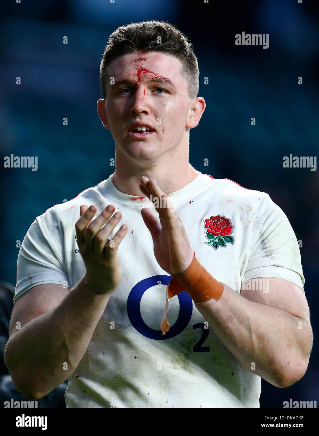 London, ENGLAND, 10th February Tom Curry of England nice cut during the