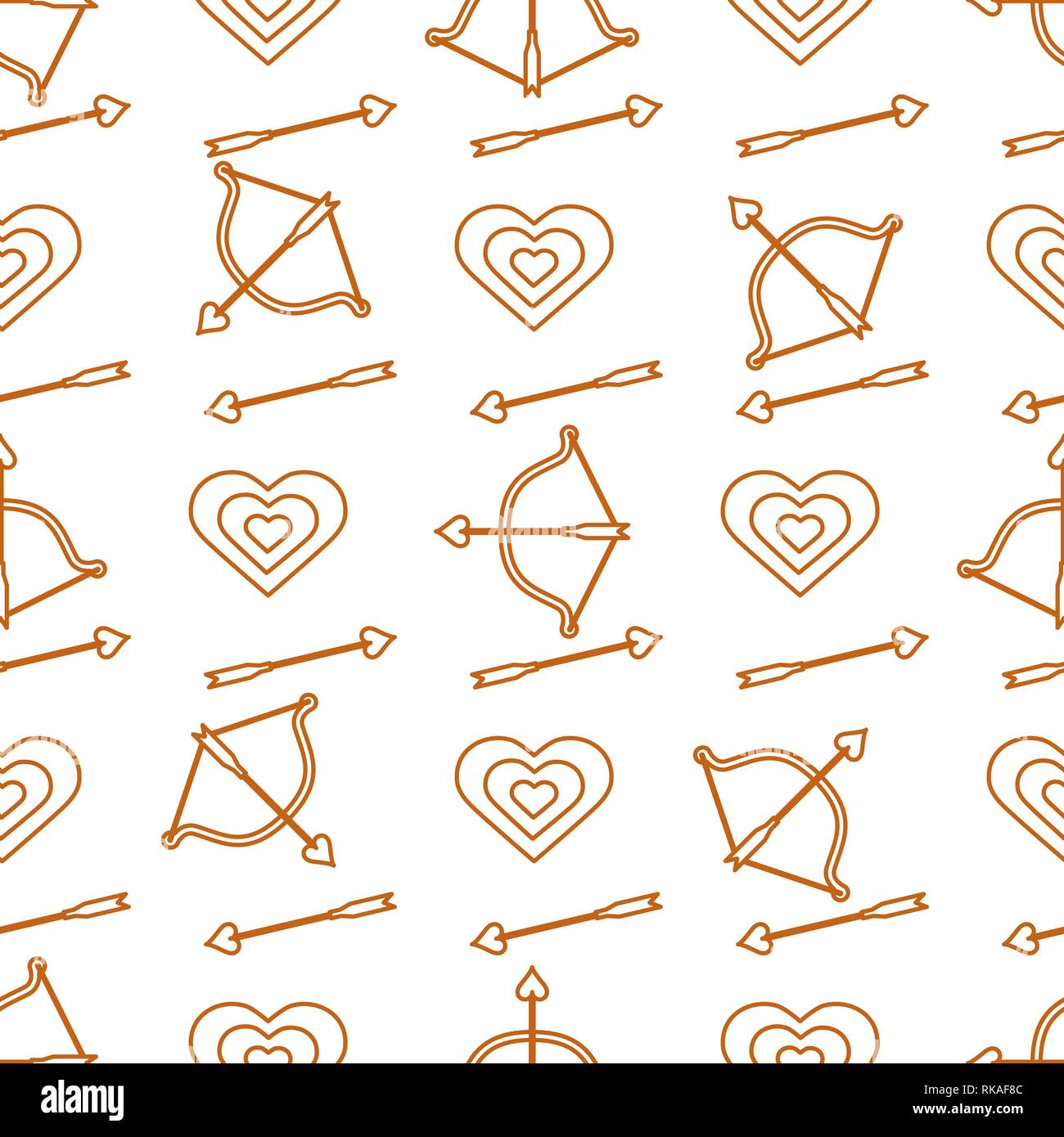 Seamless pattern with bow, arrows, target, hearts. Greeting card happy