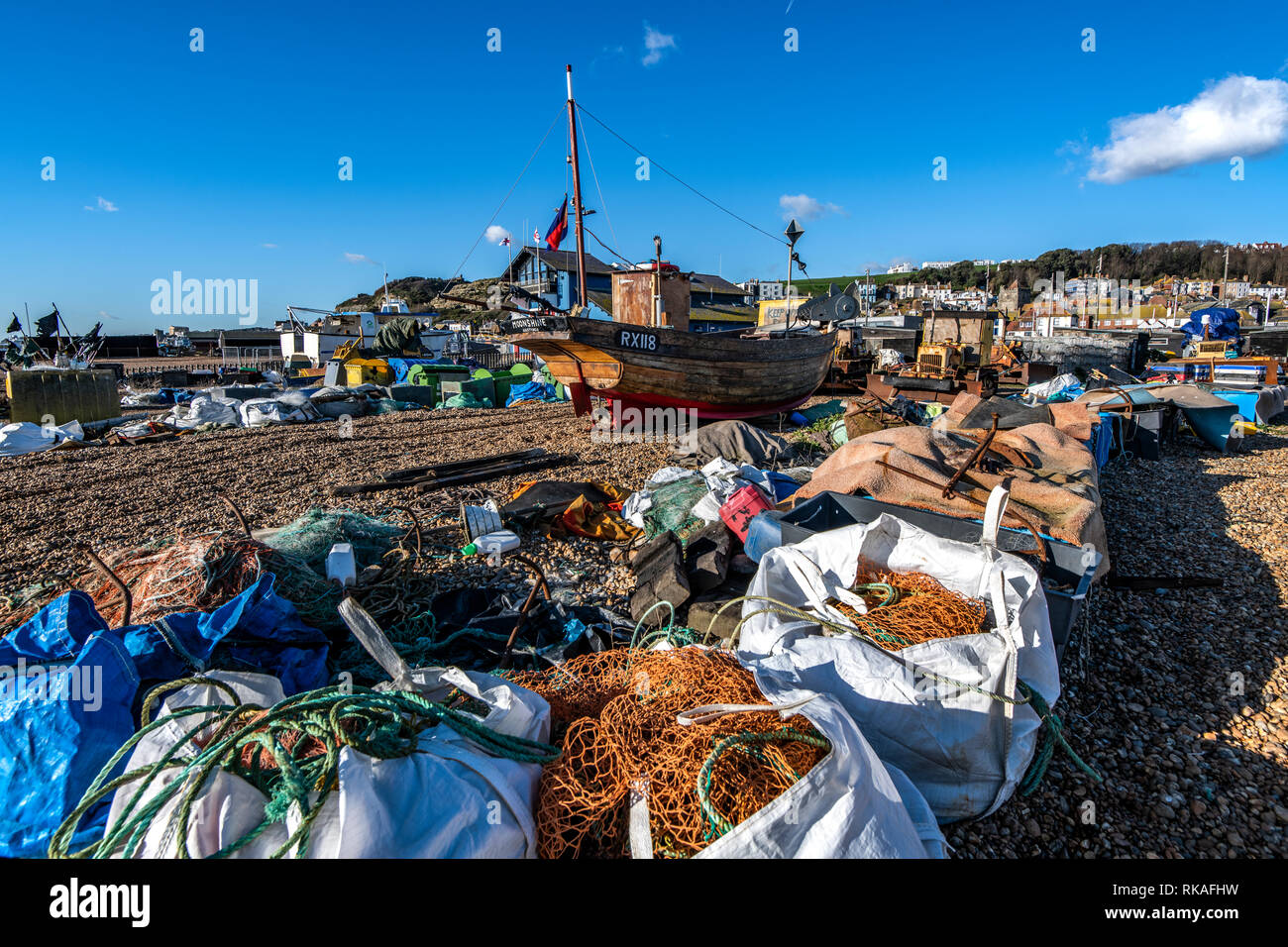Working area for Hastings fishing fleet at RockaNore, Hastings, East